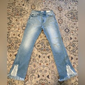 KanCan Light Blue Frayed Flare Jeans